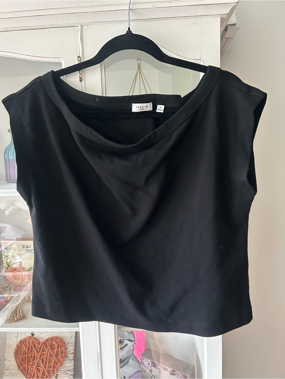Babaton off the shoulder crop shirt